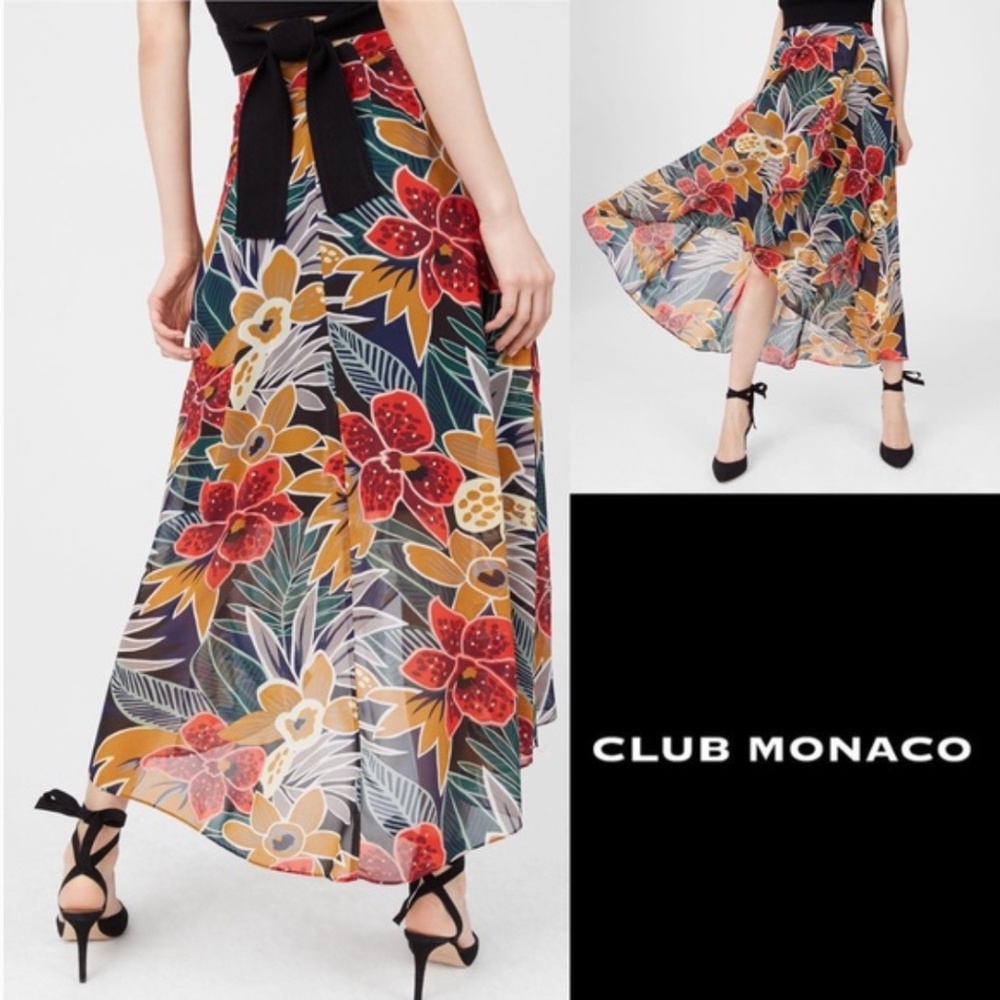 Club Monaco Elianna High-waist Floral Midi Skirt EUC!